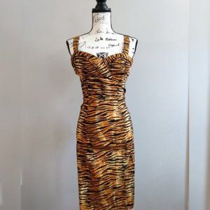 Deadly Dames Zebra Vamp Print Sleeveless Dress